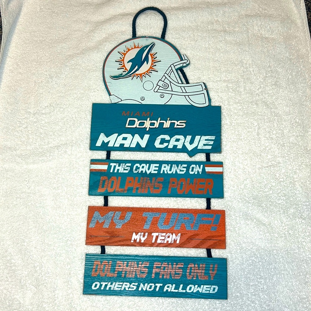 NFL MIAMI DOLPHINS Wood Man Cave Sign Wall decor By Foco 22x10